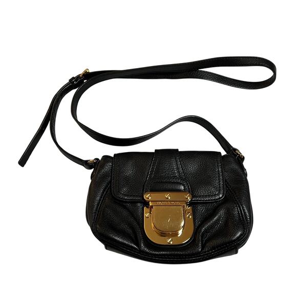 Michael Kors Charlton Leather Crossbody Handbag Gold Buckle Adjustable Strap - Picture 1 of 7